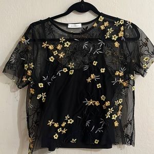 Floral Mesh Top